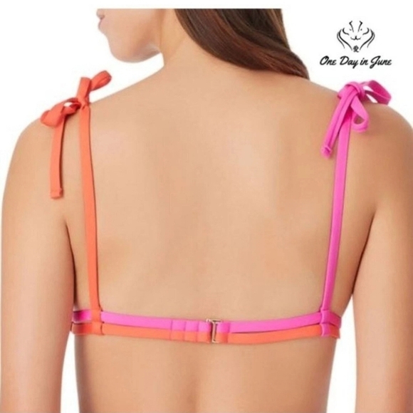 Sugar Beach Pink And Orange Color Block Bikini Top Size Large - Picture 4 of 4